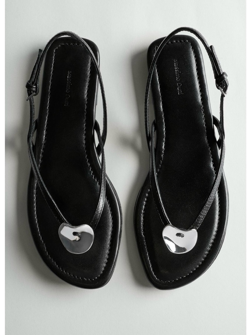 Massimo Dutti Flat Slider Sandals with Gem Detail